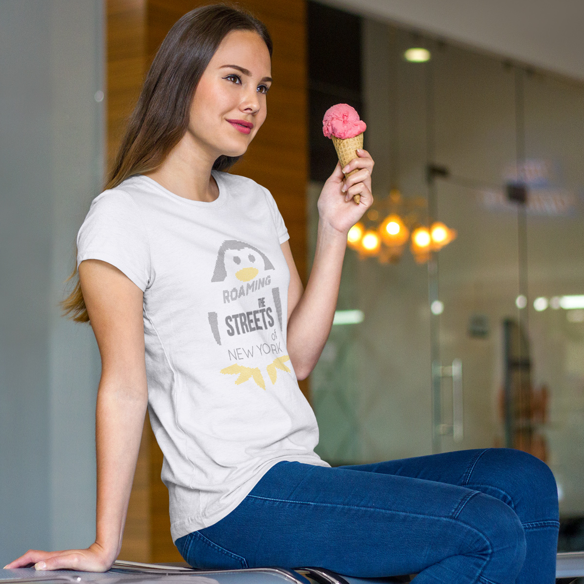 Penguin Roaming in New York T-Shirt