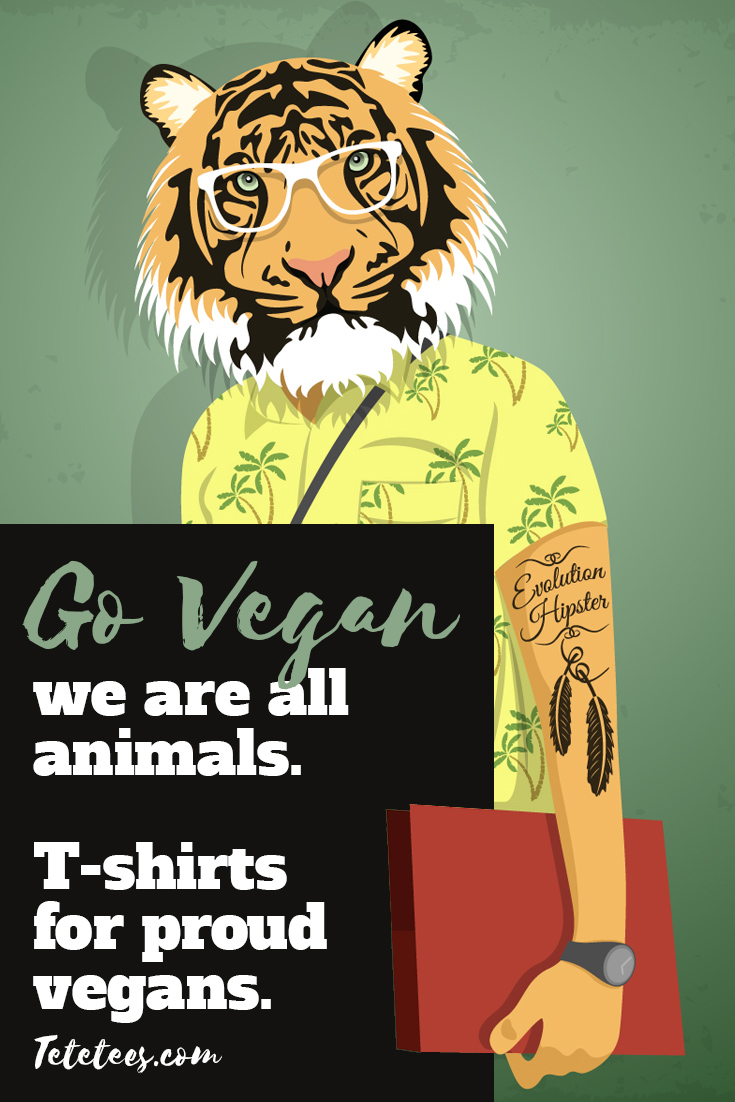 go vegan, we are all animals. T-shirt gifts for vegans.