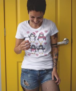 Penguins in Ugly Christmas Sweater Style T-Shirt