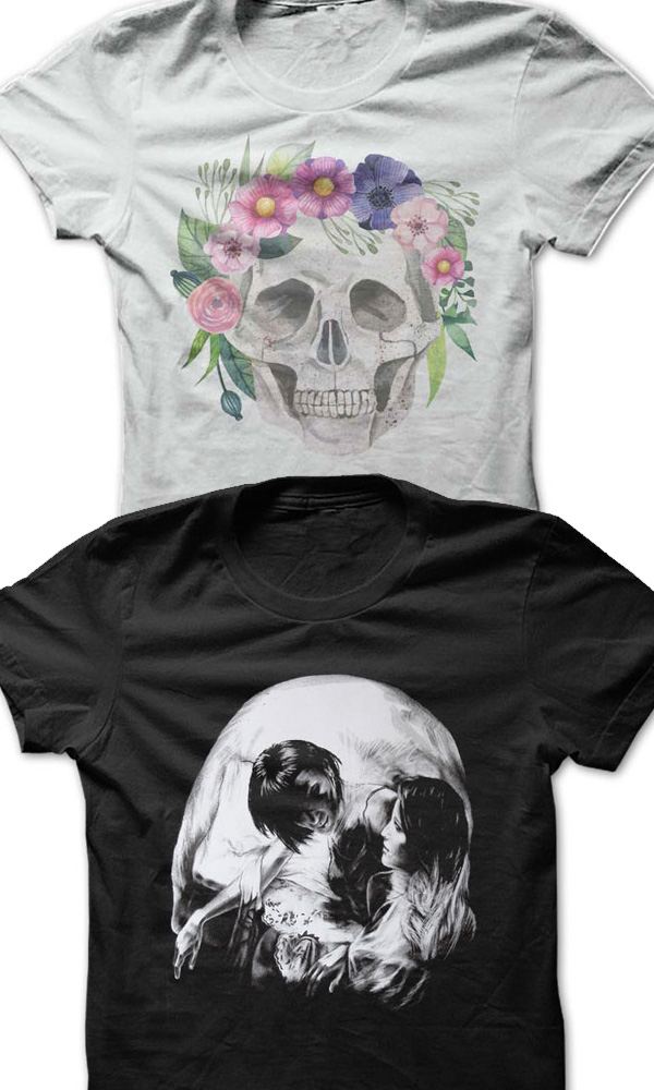 Beautiful Halloween Skull T-Shirts for Women, Men & Kids