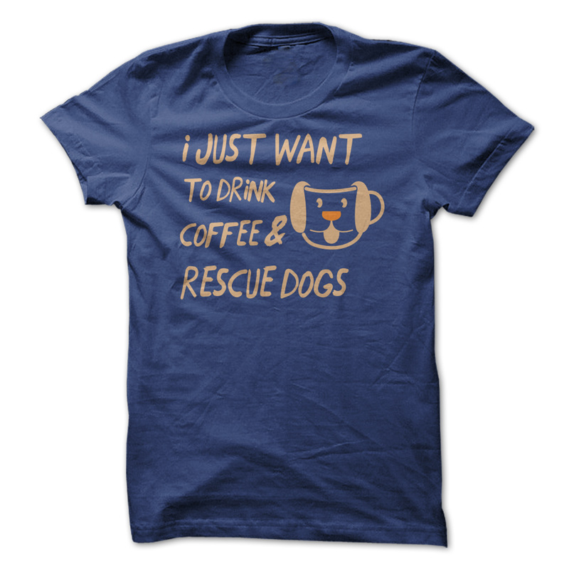 Drink Coffee & Rescue Dogs Navy T-Shirt