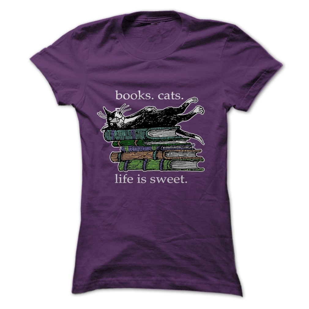 Books. Cats. Life is Sweet Tee